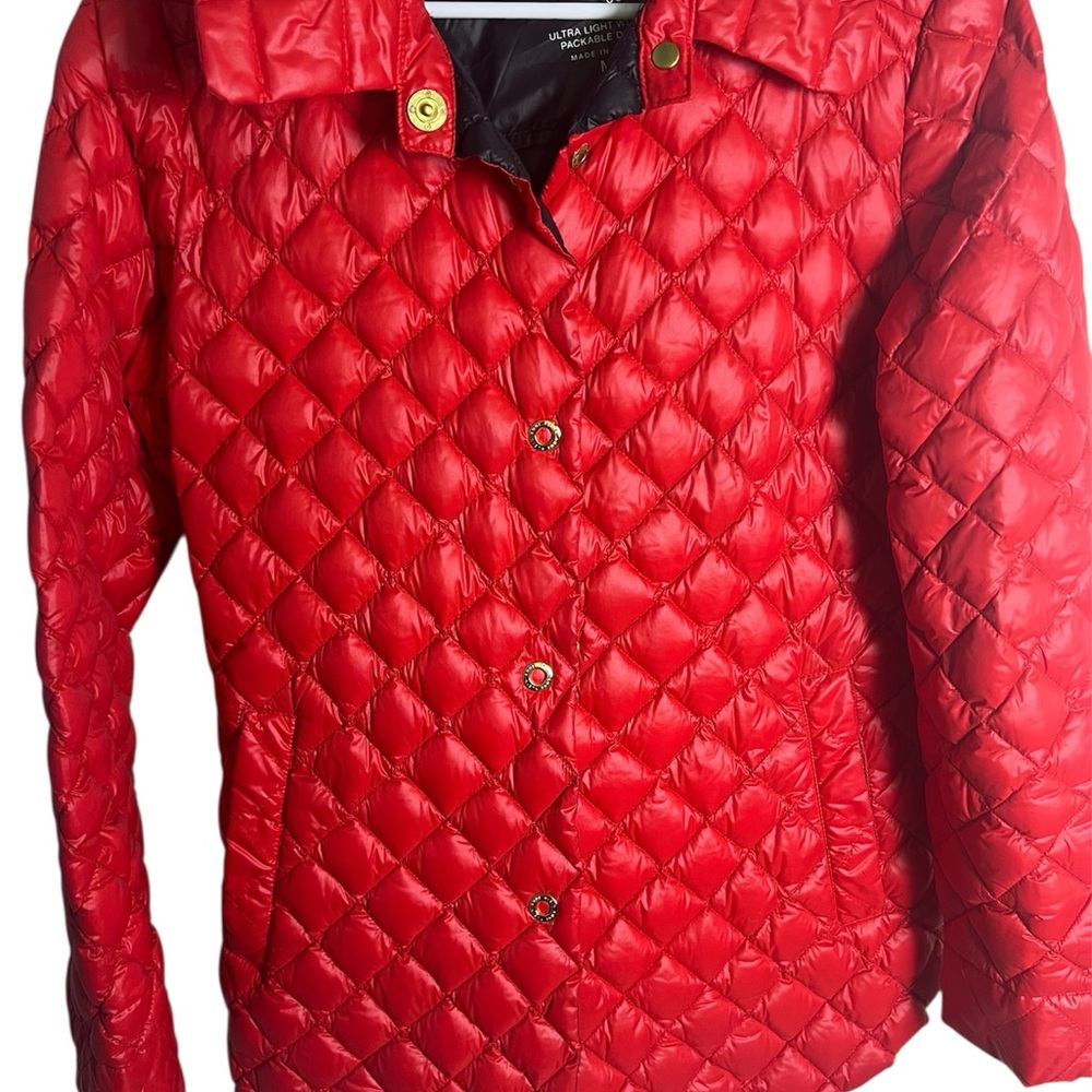 Anne Klein Women's Red Quilted & Puffer Jacket Size Medium